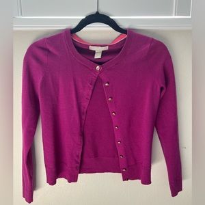 Banana Republic Anna Merino Wool Cardigan XS Petite, Berry Jam